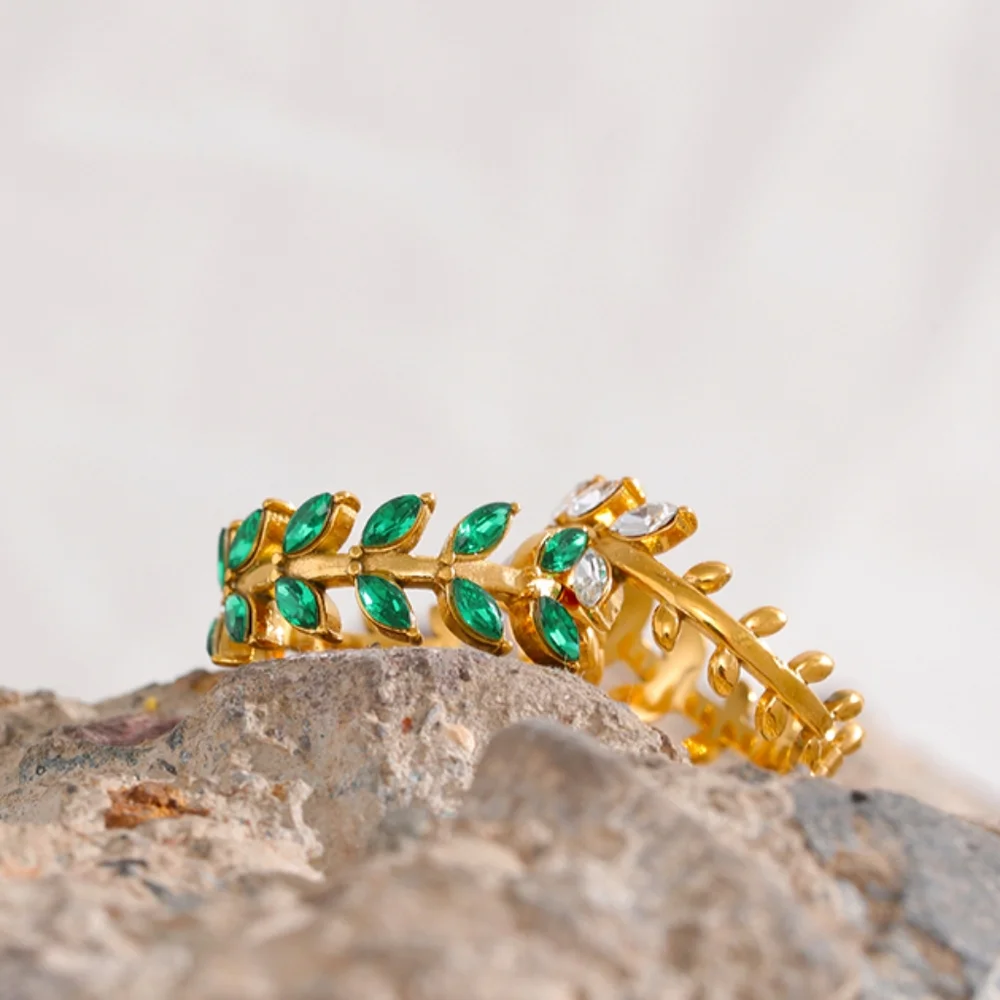 Delicate Diamonds Leaf Adjustable Ring - Picture 3 of 5